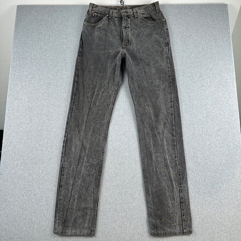 Vintage 80s Jean Men JC Penney 34x36 Gray Straight Acid Wash Plain Pockets Denim